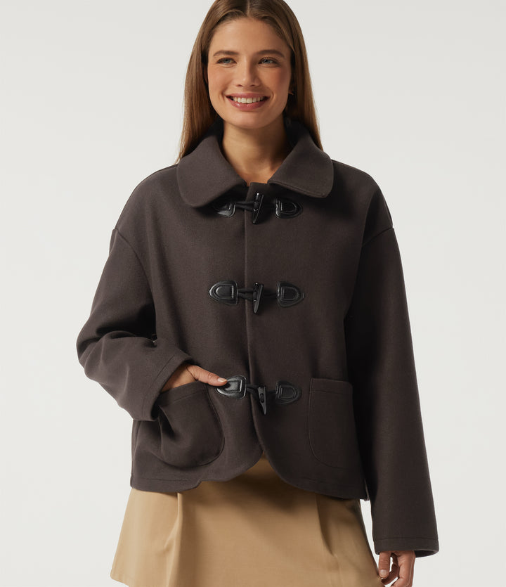 Collared Long Sleeve Casual Coat with Pockets — Mole' — view 1