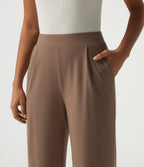 2.0 Pet Hair Resistant High Waisted Wide Leg Work Trousers with Pockets — Burro — view 5