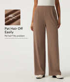 2.0 Pet Hair Resistant High Waisted Wide Leg Work Trousers with Pockets — Burro — view 1