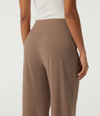 2.0 Pet Hair Resistant High Waisted Wide Leg Work Trousers with Pockets — Burro — view 4