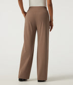 2.0 Pet Hair Resistant High Waisted Wide Leg Work Trousers with Pockets — Burro — view 2