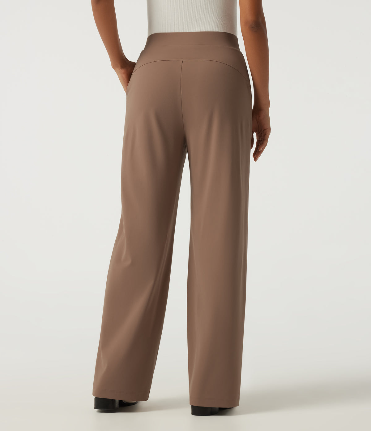 2.0 Pet Hair Resistant High Waisted Wide Leg Work Trousers with Pockets — Burro — view 2