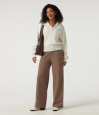 2.0 Pet Hair Resistant High Waisted Wide Leg Work Trousers with Pockets — Burro — view 7