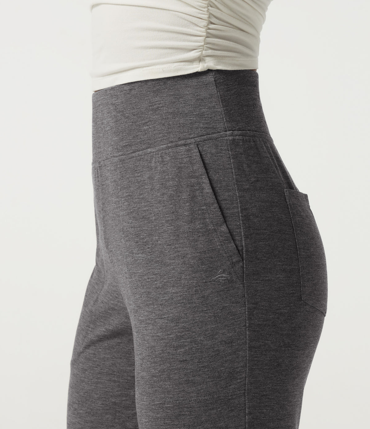 High Waisted Tummy Control Casual Joggers with Pockets — Darl Gray Floral Yarn — view 6