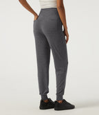 High Waisted Tummy Control Casual Joggers with Pockets — Darl Gray Floral Yarn — view 2