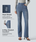 Denim Heat High Waisted Bootcut Casual Jeans with Pockets — Blue Jasper Denim — view 1