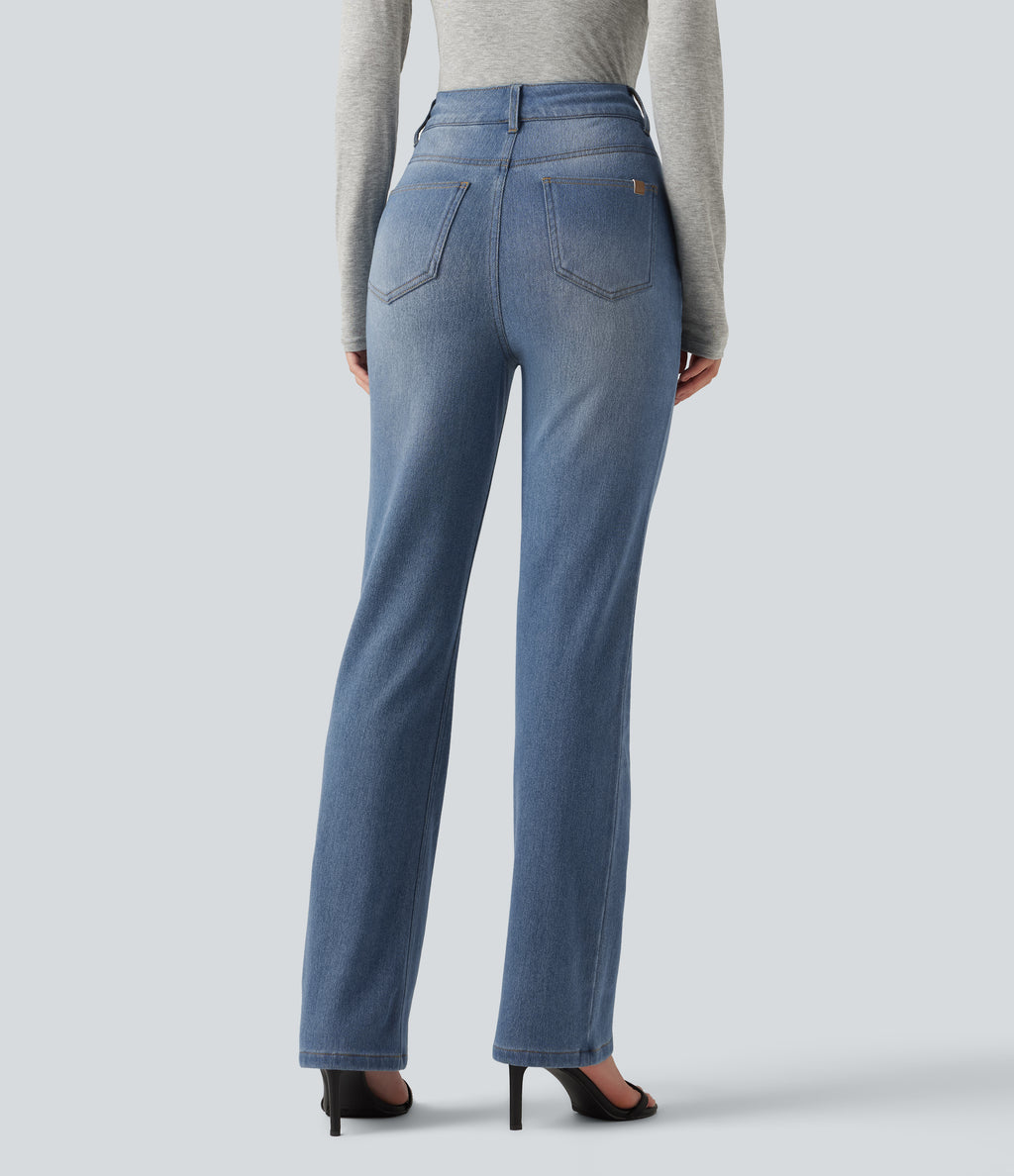 Denim Heat High Waisted Bootcut Casual Jeans with Pockets — Blue Jasper Denim — view 2