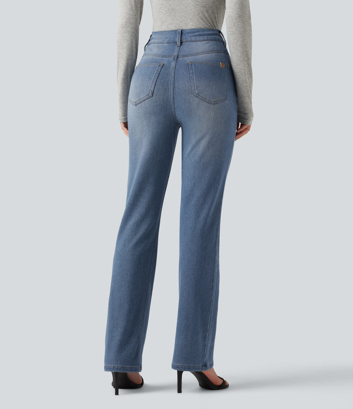 Denim Heat High Waisted Bootcut Casual Jeans with Pockets — Blue Jasper Denim — view 2