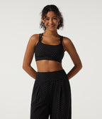 U Neck Polka Dot Crossover Yoga Tank Top with Built-in Bra — Retro Micro Dot — view 2