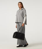 Hooded Short Sleeve Split Hem Casual Sweatshirt — Fog Gray — view 7