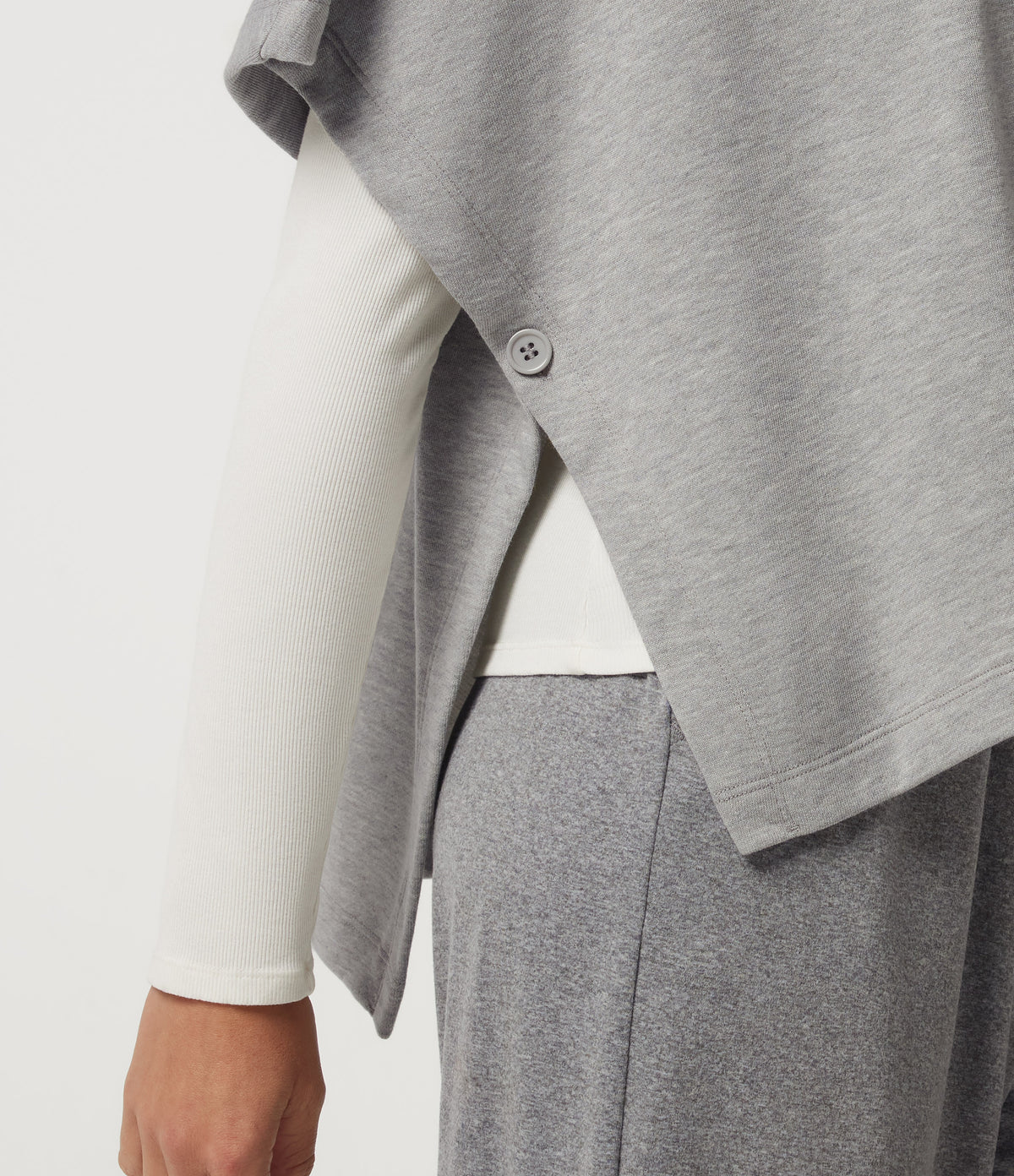 Hooded Short Sleeve Split Hem Casual Sweatshirt — Fog Gray — view 6