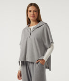 Hooded Short Sleeve Split Hem Casual Sweatshirt — Fog Gray — view 1
