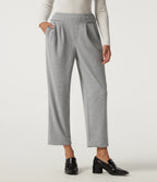 Mid Rise Tapered Ruched Waffle Work Trousers with Pockets — Waffle Gray — view 1