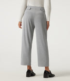 Mid Rise Tapered Ruched Waffle Work Trousers with Pockets — Waffle Gray — view 2