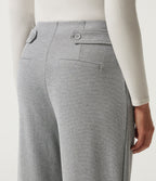 Mid Rise Tapered Ruched Waffle Work Trousers with Pockets — Waffle Gray — view 4