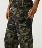 High Waisted Drawstring Camo Waffle Casual Trousers with Pockets — Woodland Edge Camo — view 6