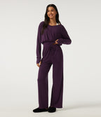 High Waisted Drawstring Straight Leg Casual Sweatpants with Pockets — Potent Purple — view 4