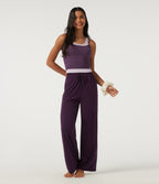 High Waisted Drawstring Straight Leg Casual Sweatpants with Pockets — Potent Purple — view 8
