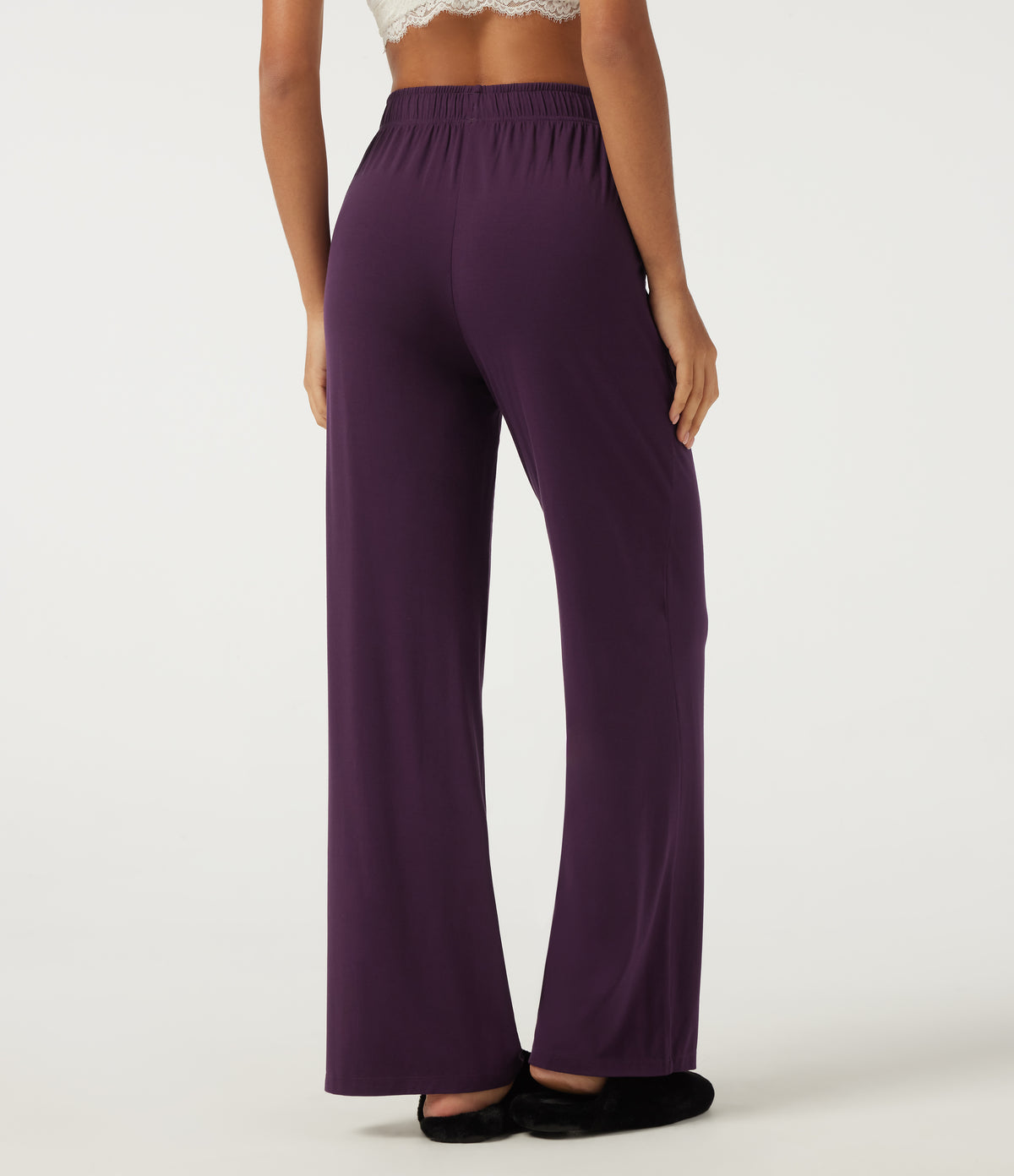 High Waisted Drawstring Straight Leg Casual Sweatpants with Pockets — Potent Purple — view 2