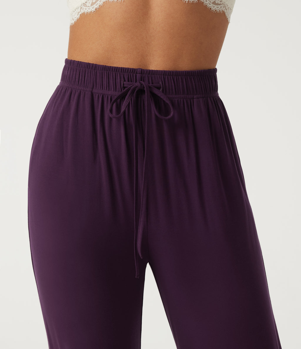 High Waisted Drawstring Straight Leg Casual Sweatpants with Pockets — Potent Purple — view 5