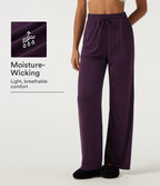High Waisted Drawstring Straight Leg Casual Sweatpants with Pockets — Potent Purple — view 1