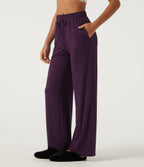 High Waisted Drawstring Straight Leg Casual Sweatpants with Pockets — Potent Purple — view 3