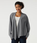 V Neck Long Sleeve Belted Work Cardigan — December Sky — view 4