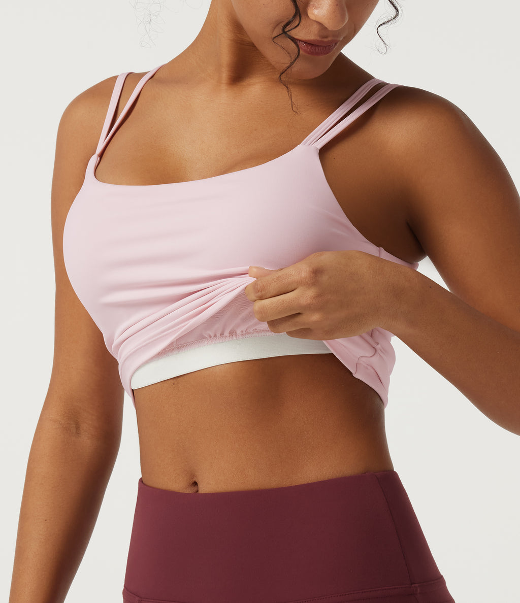 Airy Scoop Neck Twisted Yoga Tank Top with Built-in Bra — Pale Lilac — view 7