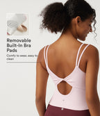 Airy Scoop Neck Twisted Yoga Tank Top with Built-in Bra — Pale Lilac — view 1