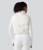 PuffFlex 3-in-1 Mock Neck Slim Causal Puffer Jacket with Pockets — White — view 2