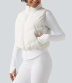 PuffFlex 3-in-1 Mock Neck Slim Causal Puffer Jacket with Pockets — White — view 8