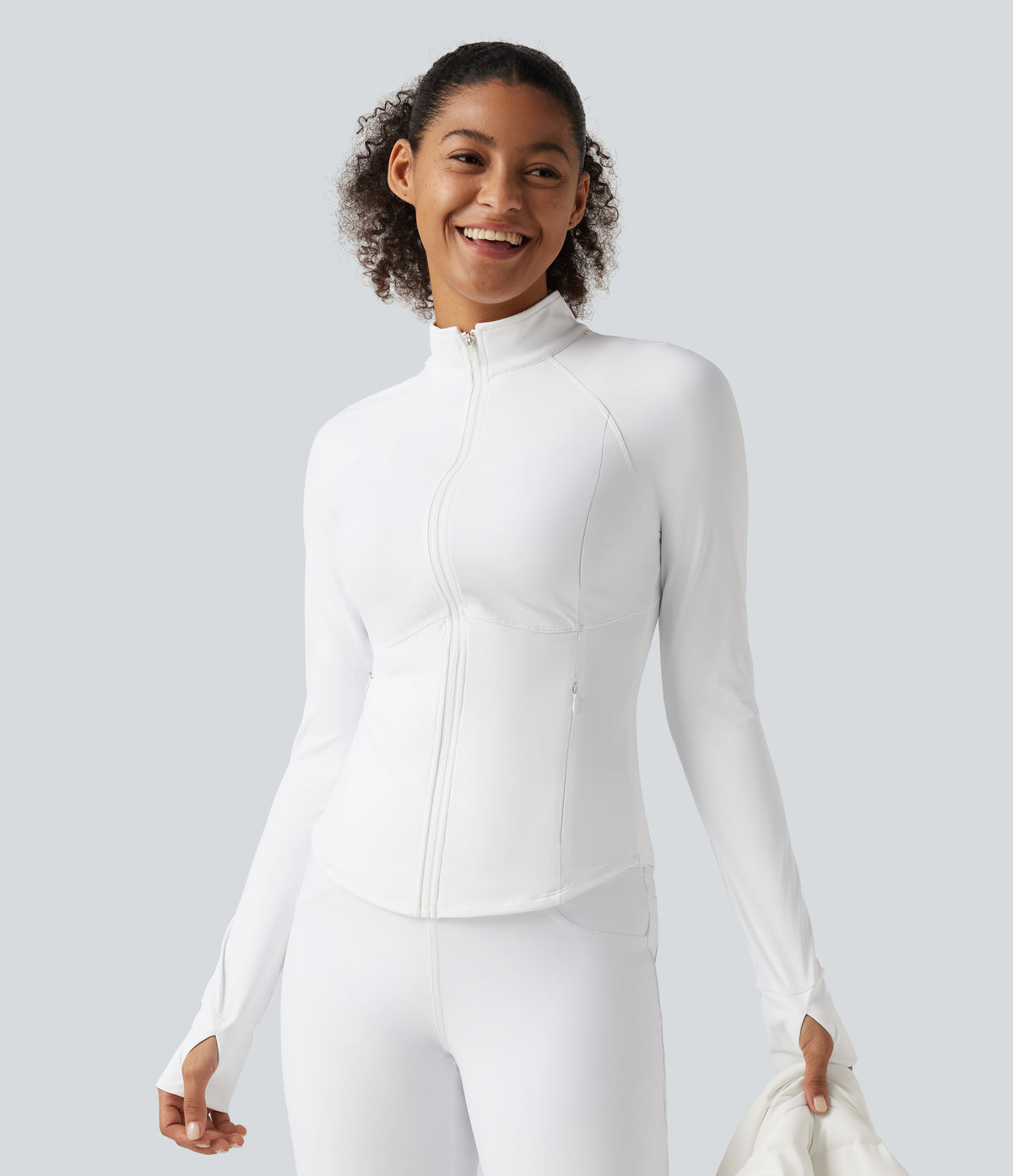 PuffFlex 3-in-1 Mock Neck Slim Causal Puffer Jacket with Pockets — White — view 4