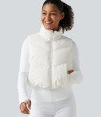 PuffFlex 3-in-1 Mock Neck Slim Causal Puffer Jacket with Pockets — White — view 6