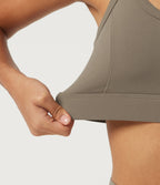 Medium Support U Neck Crisscross Back Training Sports Bra with Built in Bra — Dawn Brown — view 7