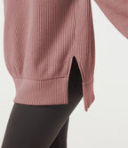 Round Neck Long Sleeve Slit Hem Casual Sweatshirt — Wild Salmon — view 5