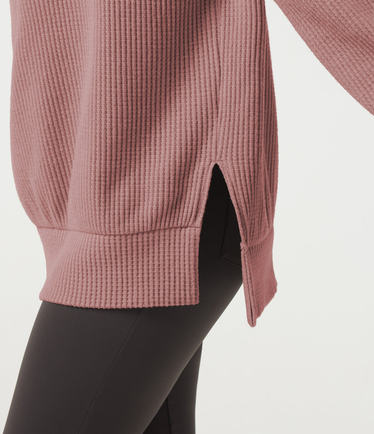 Round Neck Long Sleeve Slit Hem Casual Sweatshirt — Wild Salmon — view 5