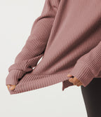 Round Neck Long Sleeve Slit Hem Casual Sweatshirt — Wild Salmon — view 7