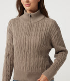 Mock Neck Long Sleeve Work Jumper — Stucco — view 6