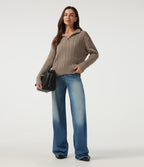 Mock Neck Long Sleeve Work Jumper — Stucco — view 7