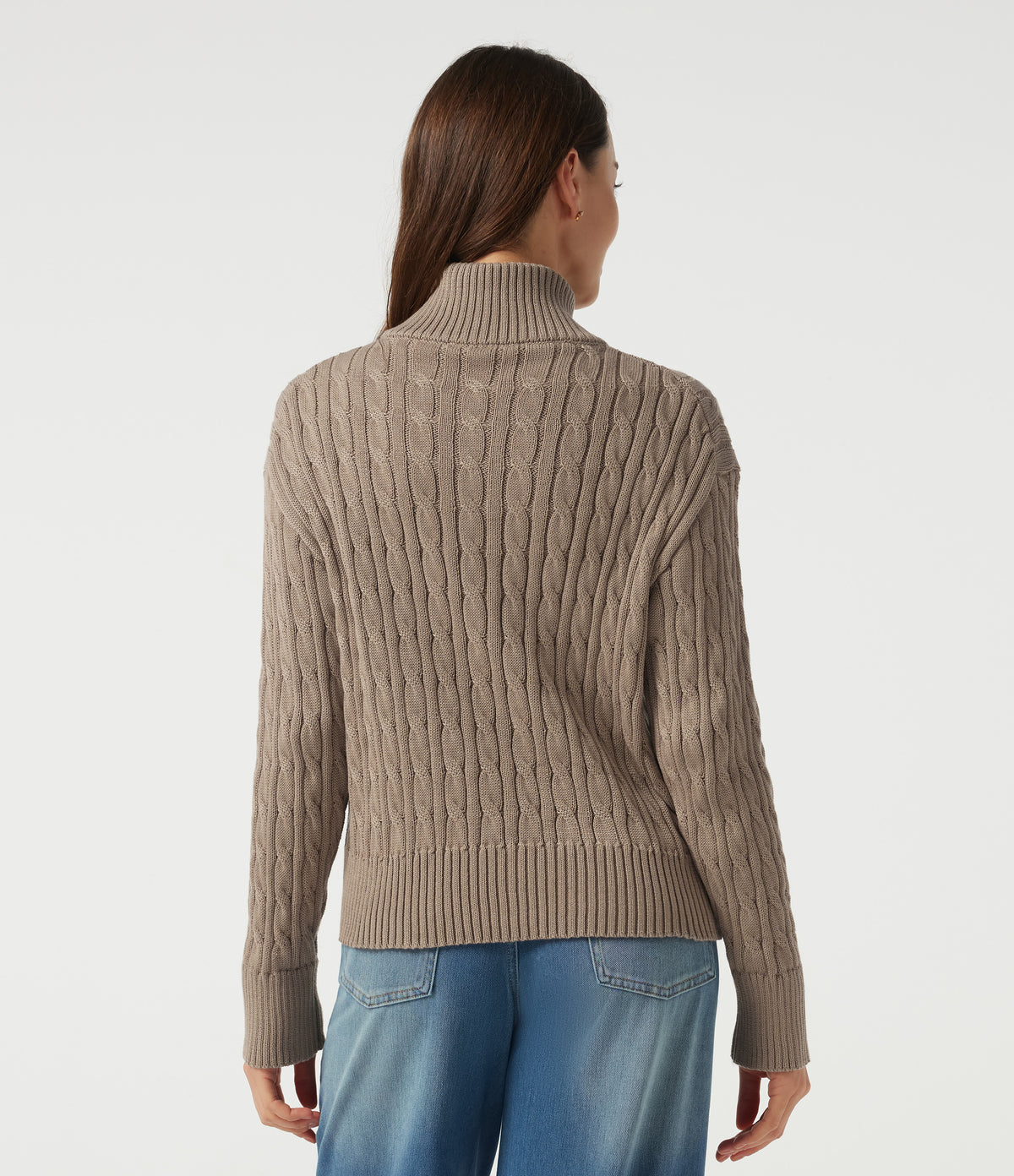 Mock Neck Long Sleeve Work Jumper — Stucco — view 2