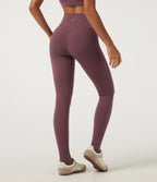 High Waisted Tummy Control Skinny Yoga Leggings with Pockets — Evening Red — view 2