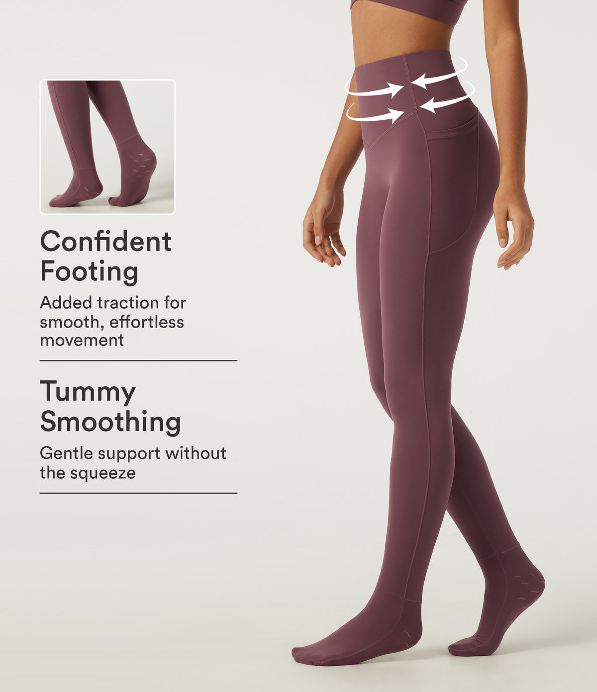 High Waisted Tummy Control Skinny Yoga Leggings with Pockets — Evening Red — view 1
