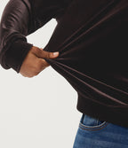Round Neck Long Sleeve Velvet Casual Sweatshirt — Charcoal Brown — view 7