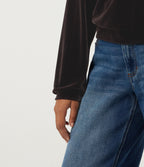 Round Neck Long Sleeve Velvet Casual Sweatshirt — Charcoal Brown — view 6
