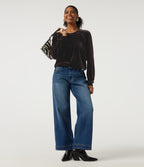 Round Neck Long Sleeve Velvet Casual Sweatshirt — Charcoal Brown — view 8