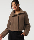High Neck Long Sleeve Workout Jacket — Mustang — view 5