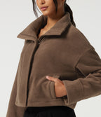 High Neck Long Sleeve Workout Jacket — Mustang — view 6