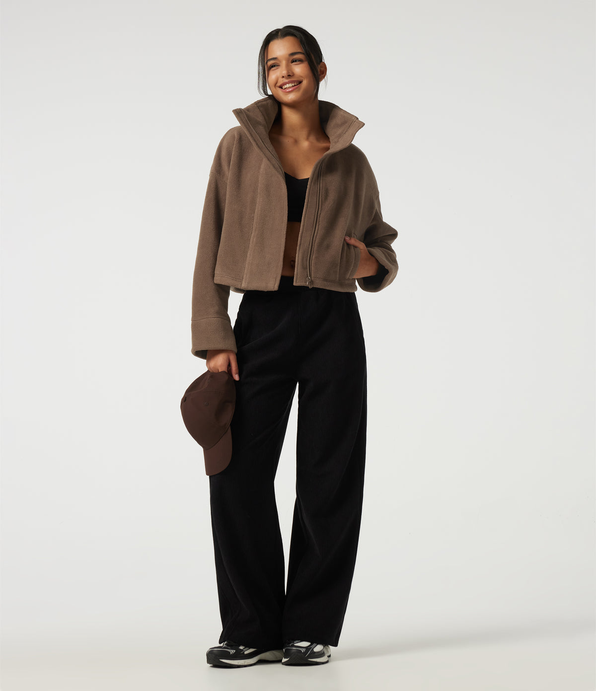 High Neck Long Sleeve Workout Jacket — Mustang — view 8