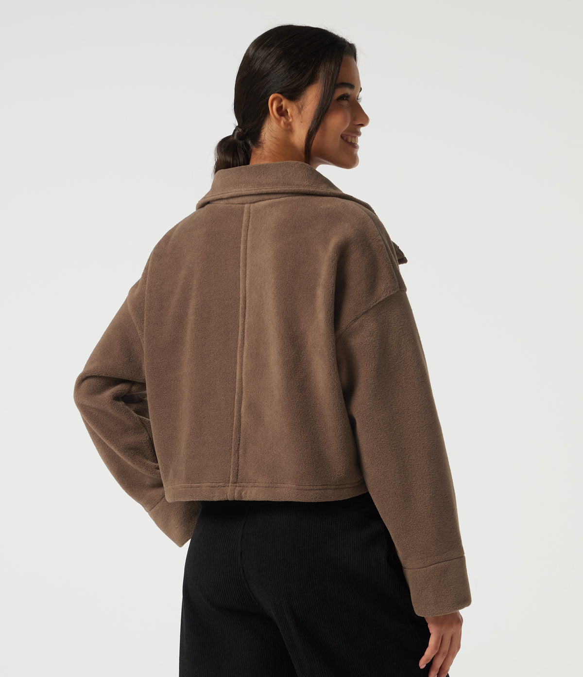 High Neck Long Sleeve Workout Jacket — Mustang — view 2