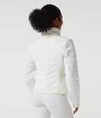 PuffFlex High Neck Long Sleeve Quilted Casual Padded Jacket with Pockets and Thumbholes — White — view 2